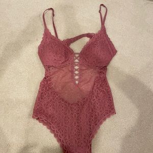 Abercrombie & Fitch Pink Lace Bodysuit